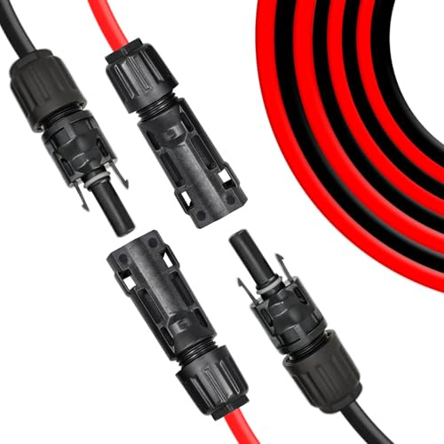 Trisinger 4mm² Solarkabel Verlängerung 2×5m, Solarmodule Solar Verlängerungskabel 4mm2 5m, Solarpanel Solar Kabel mit IP68 Wasserdicht 1500V Solarstecker für Solaranlage Photovoltaik System