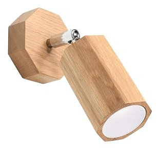 SOLLUX lighting Deckenlampe Holz Eiche Farbe achteckig Design minimalistisch modern für Schlafzimmer Wohnzimmer skandinavischer Stil GU10 A++-E 8/19,5/17,5 cm 1x Leuchtmittel Zeke