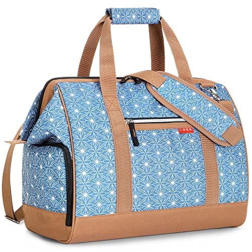 Lekesky Reisetasche Damen, Weekender Damen Klein mit Schuhfach, Großes Öffnungsdesign, 33L Kliniktasche Geburt für Reisen, Airline, Arbeit, Strand oder Freizeit (Blaue Sterne)