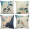 LIGICKY Kissenbezug 45x45 cm Chinesischer Stil Leinen Dekorative Kissenhülle, 4er Set Lotusteich Bedruckter Kissenbezüge für Sofa Couch Schlafzimmer Wohnzimmer Büro