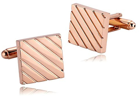 Skcess Manschettenknöpfe Herren Roségold, Manschettenknöpfe Herren Quadrat Hemd-Manschettenknöpfe Rostfreier Stahl Geschenke für Herren Und Damen