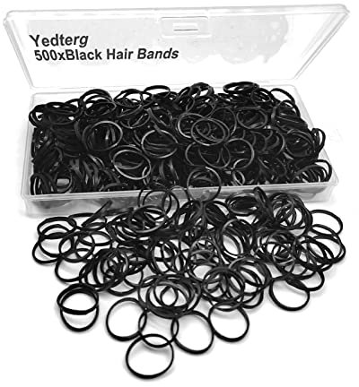 Black Elastic Hair Bands, Yedtreg 500pcs Small Hair Rubber Bands with Box, Soft Mini Hair Elastics Ties Bands for Women Hair, Kids Hair, Braids Hair, Beard etc