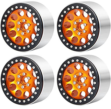 Runup 2.2 Beadlock Felgen, verlängerte Metall-Radnabe für 1/10 Axial Wraith 90048 RR10 SCX10 TRX4 TRX6 Upgrade-Teile (Orange)