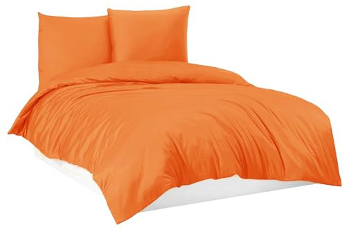 Mixi Trends Bettwäsche Bettgarnitur Bettbezug 100% Baumwolle 135x200 155x220 200x200 200x220, Farbe:Orange, Größe:200 x 200 cm