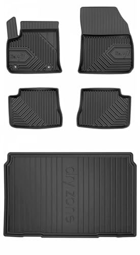 MOTOS Satz Gummifußmatten und Kofferraummatten passend für Opel Corsa-e ab 2019 Hatchback Verbessern Sie Ihren Reisekomfort mit Antirutschmatte Auto 3D- Allwetter fußmatten Auto, Schutz vor Verschmutz