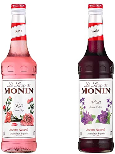 MONIN Premium Rose Syrup 700 ml & Premium Violet Syrup 700 ml