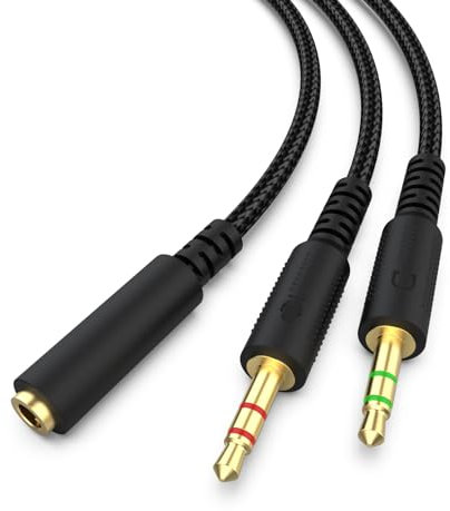 Koffmon Replacement Audio Cable Cord Wire with Y Splitter for Razer Kraken X/BlackShark V2 Pro/Razer Nari Headphone Gaming Headset Adapter to PC/Speaker/Headphone