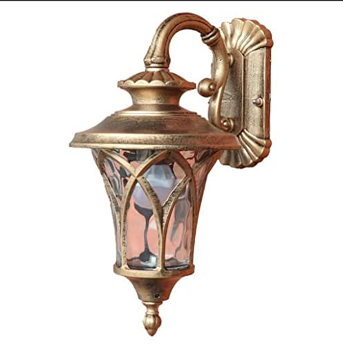 SXYSXYSXY Vintage Wandlampe Wasserdicht Außenleuchte Rustikale Außen-Wandleuchte Wand-Außenleuchte Aluminium Glas E27 für Gartenpavillon Flur Veranden Eingänge,Messing