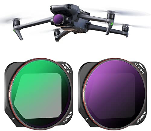 NEEWER Variabler ND Filterset, kompatibel mit DJI Mavic 3 Classic, 2er Pack Neutraldichtefilter ND2-32 (1-5 Blendenstufen), ND32-512 (5-9 Blendenstufen), mehrfach beschichtetes optisches HD Glas