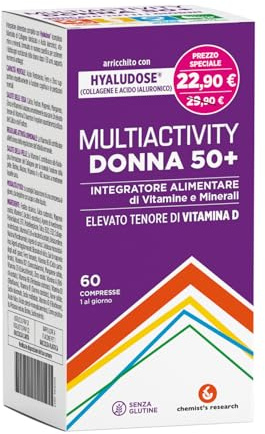 CHEMIST'S RESEARCH MULTIACTIVITY DONNA 50+ | Integratore Alimentare Formulato per Sostenere i Fabbisogni Nutrizionali della Donna Dopo i 50 Anni | 60 Compresse Senza Glutine