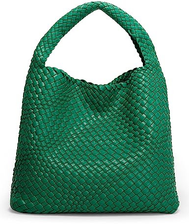 Queenoris Mode gewebte Geldbörse für Frauen Top-Griff Umhängetasche Weiche Sommer Hobo Tragetasche, Grün (Forest Green)