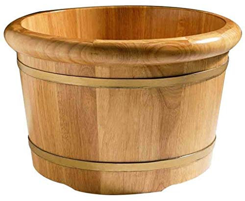 SilteD Fuß-Spa-Holzfass mit Füßen, Dicke, stabile Fußwanne aus reinem Holz, Sauna-Eimer mit Schöpfkelle, handgefertigt aus Holz Present