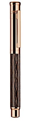 Otto Hutt Design 04 Füllfederhalter Schwarz, mit Schaft Roségold beschichtet und Wellen-Guilloche, Kappe und Beschlagteile glanz Roségold beschichtet, Stahlfeder, Federstärke: B, 068-16450