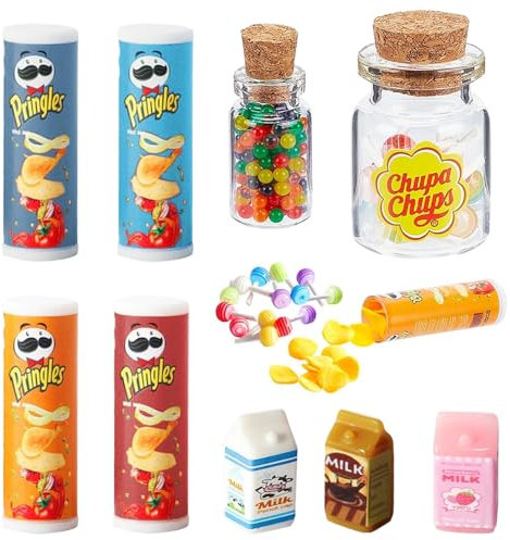 Abiemuce 13 Stück Miniatur Essen und Trinken, Miniatur Wichtel Zubehör, 1/12 Puppenhaus Zubehör, Miniatur Puppenhaus Zubehör Wichtel Zubehör Weihnachten, Wichtel Zubehör