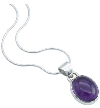 mantraroma echt Silberkette mit Amethyst lila Edelstein Damen Kettenanhänger 925 Sterlingsilber Halskette Geschenk