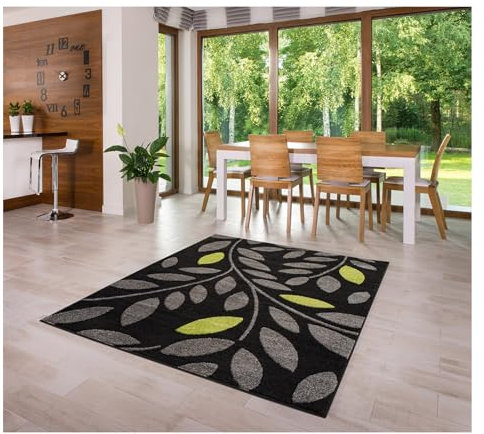MDEKOR Teppich für Wohnzimmer Schlazimmer Esszimmer 120x170 Schwarz ÖKO-TEX Kurzflor Wohnzimmerteppich