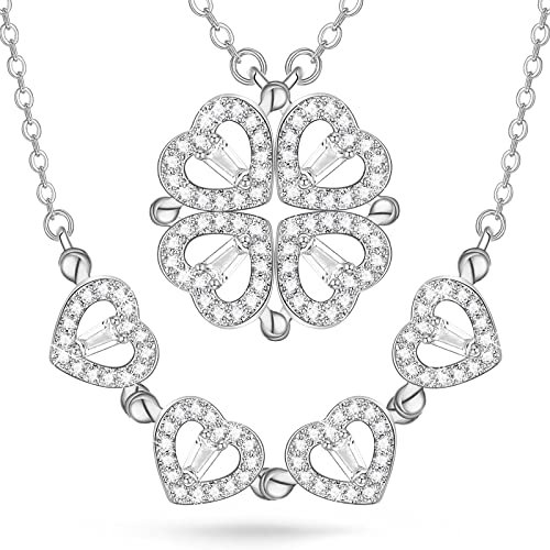 Love & Forever Vierblättriges Kleeblatt Ohrringe für Frauen, Silber 925, Antiallergische Ohrstecker, Geschenke für Valentinstag, Weißgold