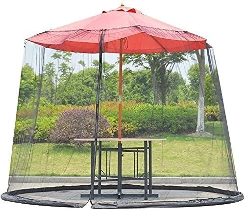 Gartenschirme im Freien, Regenschirm-Abdeckung, runder Regenschirm, Moskitonetz, Maschensieb, Garten-Sonnenschirmnetz, verwandeln Sie Ihren Sonnenschirm in einen Pavillon (Farbe: Schwarz, Gr