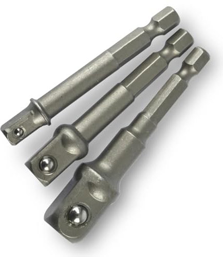 3pcs Drill Socket Adaptor Hex Drive to 1/4 3/8 1/2 Drive Socket Adapter Set