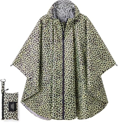 POWINSUN modischer Regenponcho mit Kapuze, wasserdichte Regenjacke mit Tasche für Damen, Herren, Erwachsene, Muster, Einheitsgröße