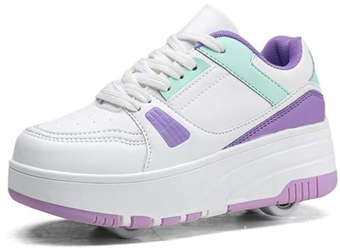 Kmrlofiy Schuhe mit Rollen für Mädchen Jungen Skateboardschuhe Roller Schuhe Turnschuhe Outdoorschuhe Rollschuhe Kinder 2-in-1-Multifunktionsrollschuhe Sneakers mit Rollen (Roll-S29, 30EU)