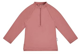 Sterntaler Badeshirt Langarm Uni – UV-Schutz 50+ Schwimmshirt – Mädchen Beachwear schnelltrocknend – Kinder Rashguard mit Reißverschluss & Kinnschutz – Rosenholz, Größe 92