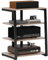 HOMCOM HiFi Stand, 4-Tier Media Storage Shelf with Adjustable Shelves, Power Strip Rack for Router, Record Player, Printer, Industrial TV Stand for up to 28 Inch TVs, Grey