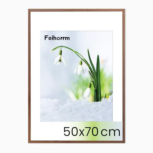 Feihorrm Bilderrahmen, Fotorahmen aus Eiche, Mit gehärtetem Glas, Für 50x70 cm-Fotos ohne Passepartout oder 39x49 cm-Fotos mit Passepartout, Fotorahmen aus Massivholz (Dunkel Braun, 50x70 cm/ 1x)