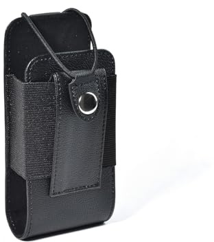 HYSHIKRA Universal Leather Radio Holster for BaoFeng, Quansheng, Retevis, Yaesu, Midland, Icom, Kenwood, Motorola Walkie Talkies - Black