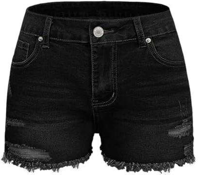 BIUDI FOX Women's High Waist Ripped Jean Shorts Stretch Skinny Destroyed Denim Shorts for Women