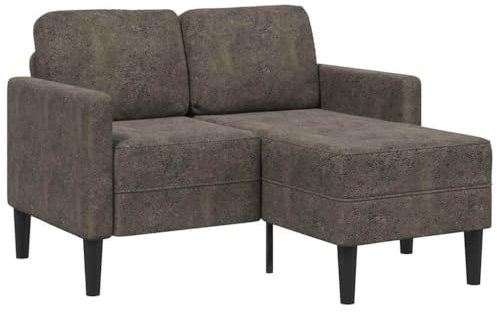 vidaXL 2er-Sofa mit Chaiselongue L-Form Dunkelgrau 125 cm Kunstleder, 2-Sitzer-Sofa für Schlafzimmer, Zweisitzer-Couch, 2-Sitzer-Sofa L-Form