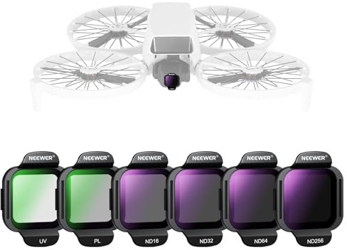 NEEWER ND Filter Set Compatible with DJI Flip Drone (6 Pack), ND16 ND32 ND64 ND256 CPL UV Snap On Multicoated HD Optical Glass Neutral Density Circular Polarizing Lens Filter Accessories Kit, FL-N46