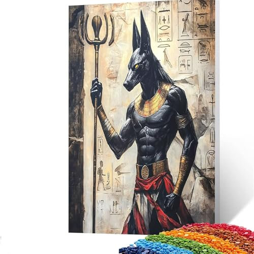 5D Diamond Painting Kinder Anubis, Diamond Painting Erwachsene Ägypten Bastelset Erwachsene Malen nach Zahlen mit Diamant 100 x 135 CM,Crystal Art Kreatives für Mädchen und Geschenke für Frauen GYL322