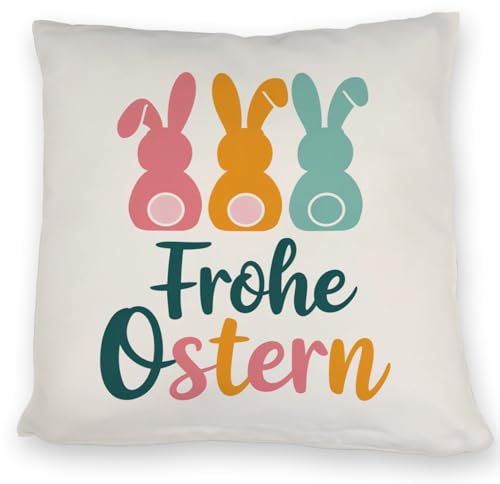 speecheese Frohe Ostern Hasen Kissen für Osterdeko Fröhliches DekoKissen mit lustigem Design für Ostern