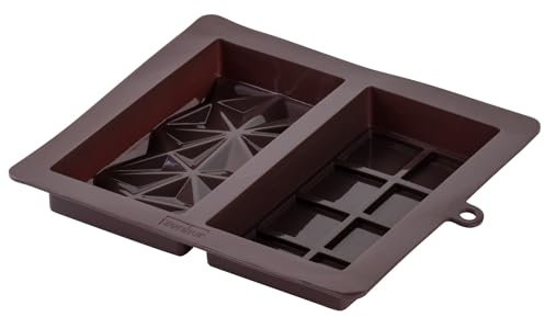 Zenker 43581 Double moule à chocolat de Dubaï en silicone, Moule à tablette de chocolat profond, Moule à chocolat profond, Moule à chocolat super profond, Silicone, Marron, 19 x 22,5 cm