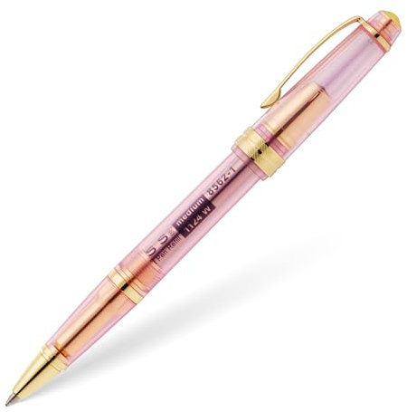 Cross Bailey Light Translucent Kugelschreiber (Kugelschreibermine 8562-1 schwarz, Strichstärke M - medium, dokumentenecht, Kappenmodell, Premium Geschenkverpackung) transluzent rosa Saphir/gold