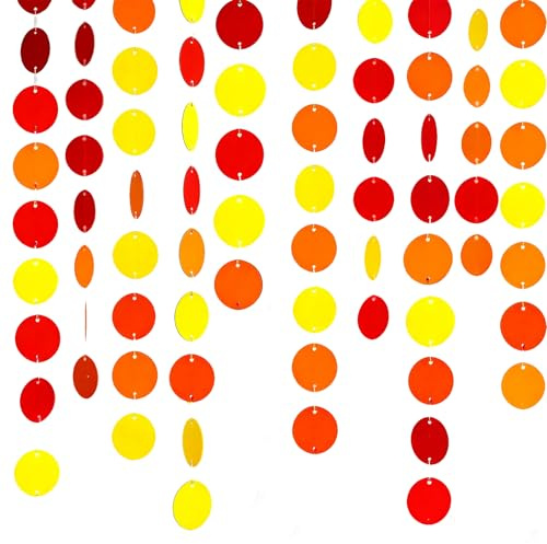 We Moment Zone 52 Ft Rot Orange Gelb Papier Circle Dots Garland,6 Stücke Hängende Runde Garland für Geburtstag Hochzeit Baby Shower Party Deko