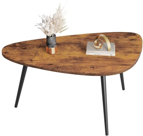 WLIVE Runder Couchtisch Weiß, Wohnzimmertisch Holz mit 2 Ebenen, Sofatisch mit viel Stauraum, für Wohnzimmer, Schlafzimmer, Modern Design (Couchtisch Dreieckiger, Braun)