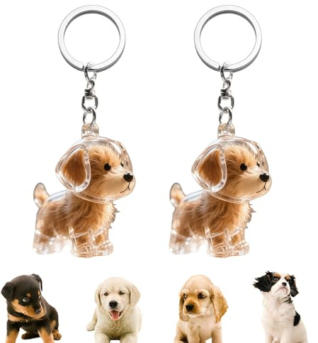 Evadollina Porte-clés Chien, 2 pièces Porte-clés pour collecteur de Poils de Chien, Souvenir de Poils d'animaux, Souvenir Chien, Porte-clés Transparent Mignon