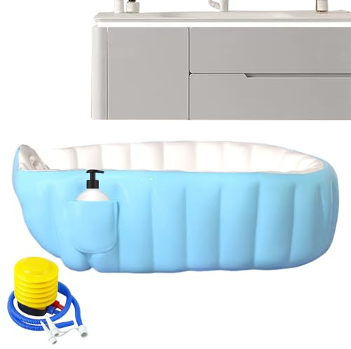 Berriphonia Aufblasbare Badewanne für Babys – Blasbare Babybadewanne mit Fußpumpe | Duschwanne, faltbar, rutschfest, für Kinder ab 2 Jahren, Mädchen und Sohn