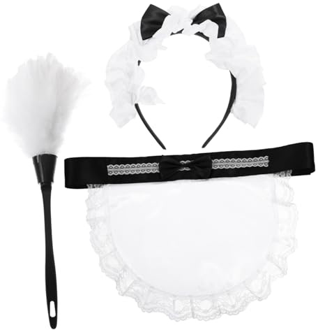 OUNONA Ensemble D’accessoires Costume Femme de Ménage 1 Set | Dentelle, Nœud et Plumeau, Scènes à Thème et Soirées Déguisées, Finition Délicate, Structure Simple