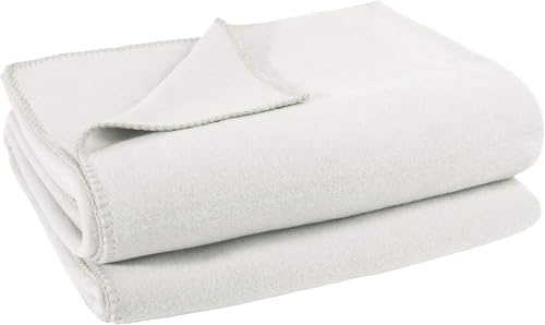 Zoepritz Soft-Fleece Decke mit Cashmere Handfeel - 110 x 160 cm - Oeko-TEX 100 - Made in Italy - 010 Offwhite