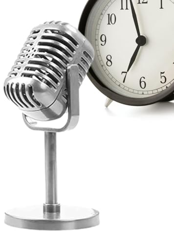 Vintage Fake Microphone Stand - Retro Toy Toy Microphone Model, Classic Stage Decor | Party Play Play Accessory Kids Events, Antique Style Setting for Table d