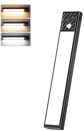 HIBOITEC Unterbauleuchte Küche Bewegungsmelder Licht, Schrankbeleuchtung 3 Farbmodi Dimmbar, USB Wiederaufladbar Schranklicht mit Bewegungsmelder, Schrankbeleuchtung led Leiste Küche Für Schrank