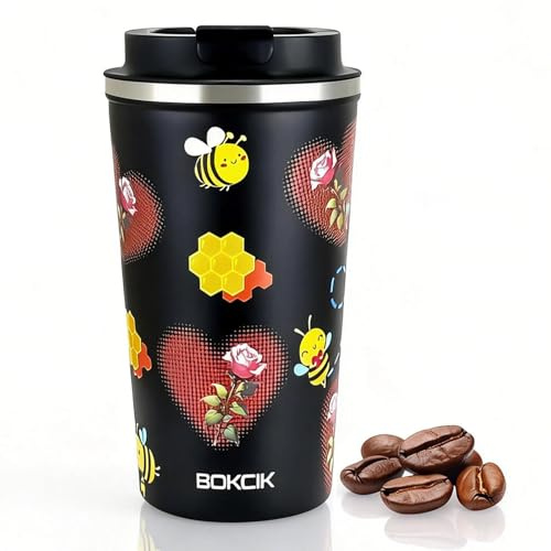 BOKCIK Travel Mug 510ml Vacuum Insulated Reusable Coffee Cup | Seamless Liner 304 Stainless Steel, Leakproof Thermal Flask for Hot & Cold Retention