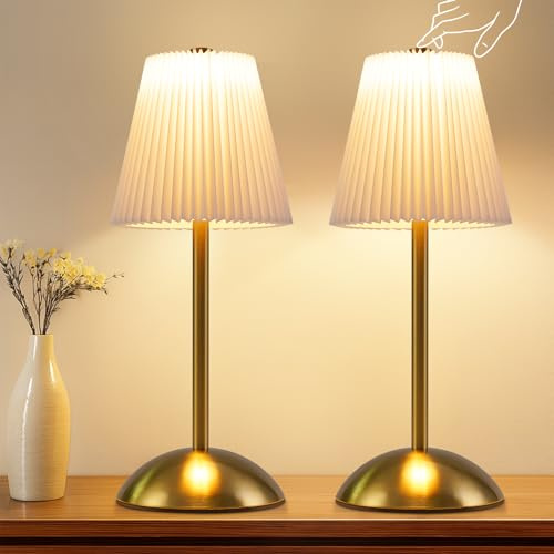Tischlampe Kabellos Nachttischlampe 2er Set LED Akku Tischleuchte Aufladbar