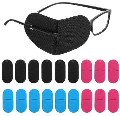 Classicseali 18 x Eyewear Eyewear 5.5 x 6.5 cm | Reusable Eye Patch for Postoperative Recovery, Amblyopia and Strabismus (Blue, Pink, Black)