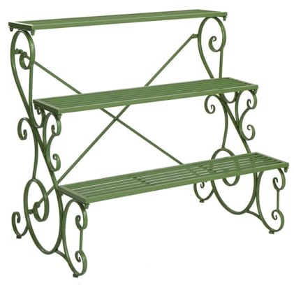sunbiaouk Dreistufiger Pflanzenständer, Leiter-Blumentopfhalter, Pflanzenständer, Regal für Zimmerpflanzen, für Balkon, Terrasse, Garten(Green,60x60x85CM)
