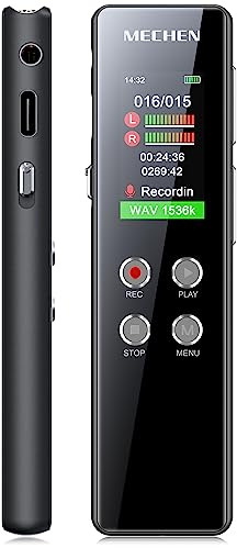 MECHEN 64GB Digital Voice Recorder with Playback, Voice Activated Audio Recording Device for Lectures Meetings, Dictaphone, A-B Loop Playback, Password Protection