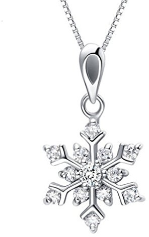 Miya® Luxus 925 Sterling Silber Kette Halskette mit blauen Kristall Schneeflocke (weiss2Schneeflocke)